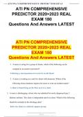 ATI PN COMPREHENSIVE PREDICTOR REAL EXAM 180 Q&A LATEST TEST