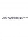 PCCN Exam 2023 Questions with Correct Answers | 100% Guaranteed Pass.