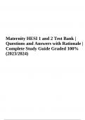 Maternity HESI 1 and 2 Test Bank - Questions and Answers&comma; Complete Study Guide Graded 100&percnt; 2023