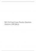NR 224 Final Exam Practice( 100 QA) Study guide (Version 1), NR 224 Fundamental, Chamberlain University