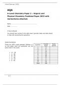 A-Level Chemistry Paper 2 – Organic and Physical Chemistry Predicted Paper 2023 with markscheme attached.