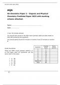 AS Chemistry Paper 2 – Organic and Physical Chemistry Predicted Paper 2023 with marking scheme attached.