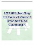 2022 HESI Med Surg Exit Exam V1 Version 1 Brand New Q As Guaranteed A