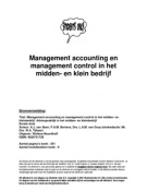 Samenvatting Management accounting en management control in het midden- en kleinbedrijf