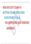 HESI RN EXIT EXAM V4 ACTUAL EXAM 2023/2024 SCREENSHOTS Q&A WITH 160 QUESTIONS AND VERIFIED ANSWERS