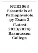 NUR2063 Essentials of Pathophysiology Exam 2 (Latest 2023-2024 ) Rasmussen College