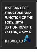 TEST BANK FOR STRUCTURE AND FUNCTITEST BANK FOR STRUCTURE AND FUNCTION OF THE BODY, 15TH EDITION, KEVIN T. PATTON, GARY A. THIBODEAUTEST BANK FOR STRUCTURE AND FUNCTION OF THE BODY, 15TH EDITION, KEVIN T. PATTON, GARY A. THIBODEAUON OF THE BODY, 15TH EDIT