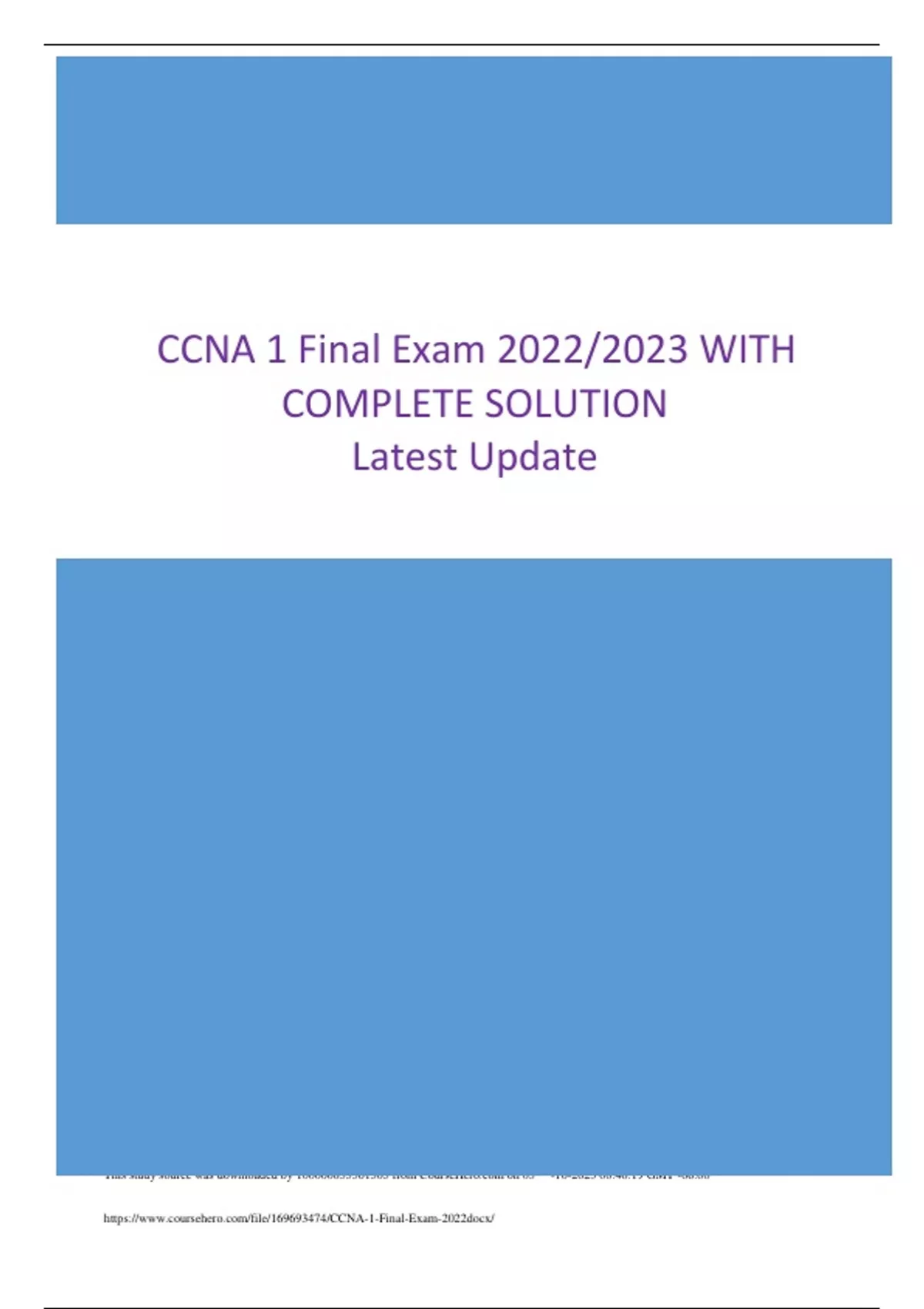 CCNA 1 Final Exam 2022/2023 WITH COMPLETE SOLUTION Latest Update