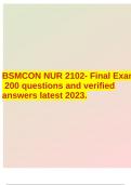 BSMCON NUR 2102- Final Exam 200 questions and verified answers latest 2023.