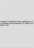 Complete Test Bank for Theory and Practice of Counseling and Psychotherapy 10th Edition Test Bank Corey.
