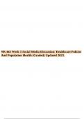 NR 443 Week 5 Social Media Discussion: Healthcare Policies And Population Health (Graded) Updated 2023