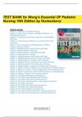 TEST BANK FOR WONGS ESSENTIALS OF PEDIATRIC NURSING 10TH EDITION BY: HOCKENBERRY
