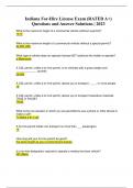 Indiana For-Hire License Exam &lpar;RATED A&plus;&rpar; Questions and Answer Solutions 