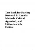 Test Bank for Nursing Research in Canada Research in Canada Methods, Critical Methods, Critical Appraisal, and Appraisal, and Utilization, 4th Utilization, 4th Edition