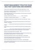 SHEEP MANAGEMENT PRACTICE EXAM 2023 TEST QUESTIONS AND ANSWERS
