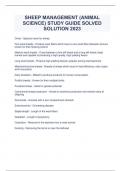 SHEEP MANAGEMENT &lpar;ANIMAL SCIENCE&rpar; STUDY GUIDE SOLVED SOLUTION 2023