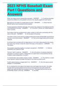 2023 NFHS Baseball Exam Part I Questions and Answers 