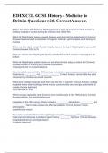 EDEXCEL GCSE History - Medicine in Britain Questions with Correct Answer&period; 