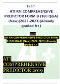 ATI COMREHENSIVE PREDICTOR FORM B     Exam ATI RN COMPREHENSIVE PREDICTOR FORM B (180 Q&A) (New)(2022-2023)(Already graded A+)  ATI      COMPREHENSIVE PREDICTOR 2019 FORM B