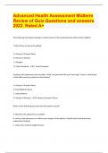 Advanced Health Assessment Midterm Review of Quiz Questions and answers 2022. Rated A+