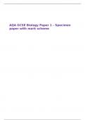 AQA GCSE Biology Paper 1 - Specimen paper with mark scheme