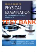 TEST BANK for Seidel's Guide to Physical Examination 9th Edition by  Ball