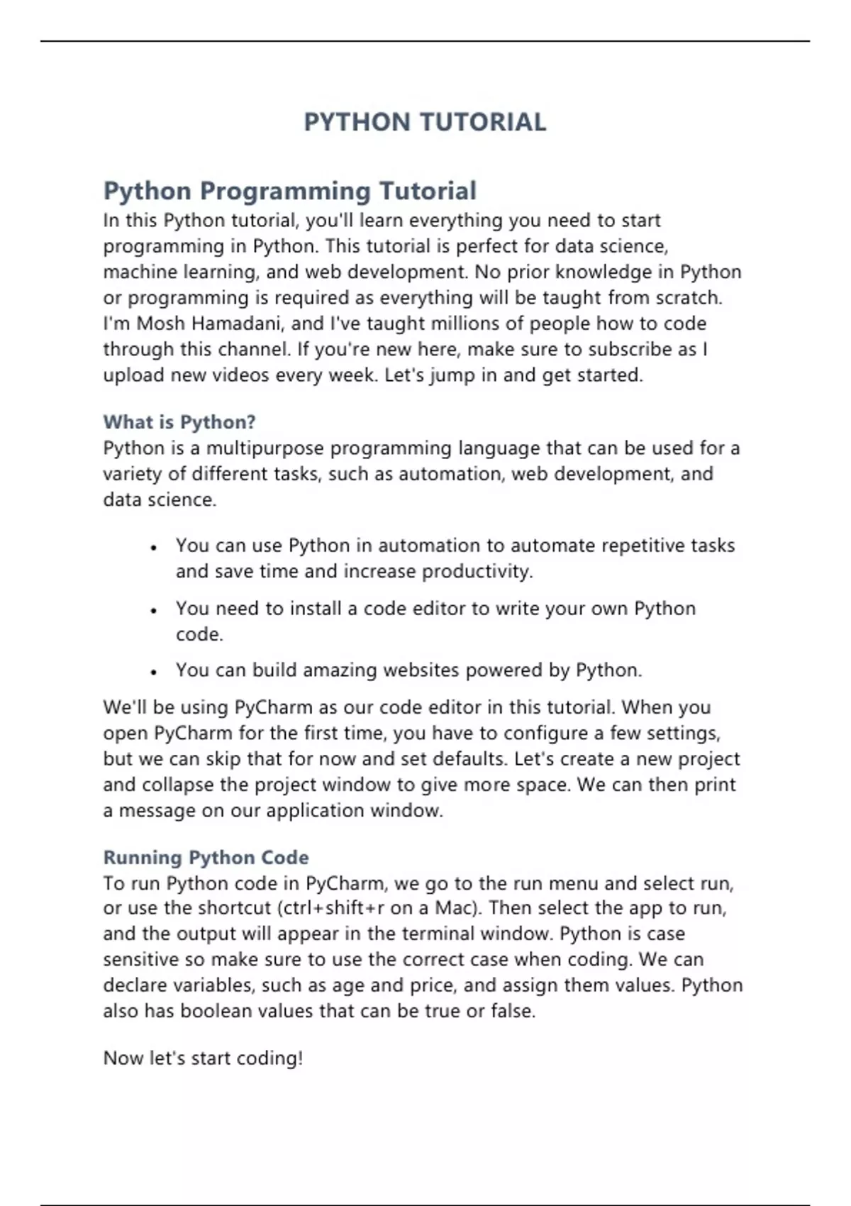 Summary PYTHON FOR BEGINNERS - Python - Stuvia US
