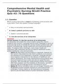 Comprehensive Mental Health and Psychiatric Nursing NCLEX Practice Quiz &num;2&colon; 75 Questions