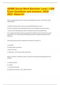 ASWB Social Work Bachelor Level / LSW Exam Questions and answers. 2022/ 2023. Rated A+ Document Content and Desc