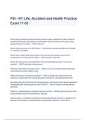 PSI - NY Life, Accident and Health Practice Exam 17-55 Questions & Answers 2023 ( A+ GRADED 100% VERIFIED)