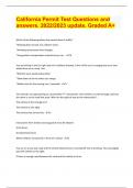 California Permit Test Questions and answers&period; 2022&sol;2023 update&period; Graded A&plus;