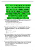 BEST ANSWERS HESI MENTAL HEALTH RN RANDOM FROM ALL V1-V3 2018 TEST BANKS &lpar;ALLTOGETHER- VARIOUS  TEST QUESTIONS &ndash; 38 PAGES  OF STUDY NOTE TEST QUESTIONS FROM EXAM&rpar;