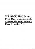 ASCP MB Final Exam Prep 2023 (Questions with Correct Answers) Already Passed Graded A+
