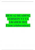 HESI A2 READING VERSION V1 V2. GRADED 2023 Exam (elaborations)