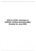 GCE A LEVEL Chemistry A H432/03: Unified chemistry Mark Scheme for June 2022