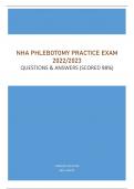 NHA PHLEBOTOMY PRACTICE EXAM - 2022&sol;2023 QUESTIONS & ANSWERS &lpar;SCORED 98&percnt;&rpar; COMPLETE SOLUTION BEST UPDATE