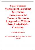 Small Business Management Launching & Growing Entrepreneurial Ventures, 20e Justin Longenecker, William Petty, Leslie Palich, Frank Hoy (Test Bank)