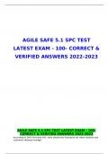 AGILE SAFE 5.1 SPC TEST LATEST EXAM - 100- CORRECT & VERIFIED ANSWERS 2022-2023 ( PREMIUM )