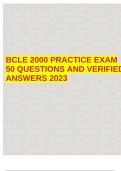 BCLE 2000 PRACTICE EXAM 50 QUESTIONS AND VERIFIED ANSWERS 2023