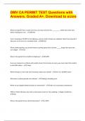 DMV CA PERMIT TEST Questions with Answers&period; Graded A&plus;&period; Download to score