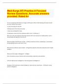 Med-Surge ATI Practice A Focused Review Questions&period; Accurate answers provided&period; Rated A&plus;
