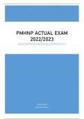 PMHNP ACTUAL EXAM 2022&sol;2023 - QUESTIONS & ANSWERS &lpar;GRADED A&plus;&rpar; SOLVED 100&percnt; UPDATED VERSION