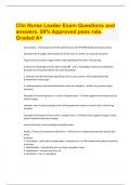 Clin Nurse Leader Exam Questions and answers. 99% Approved pass rate. Graded A+