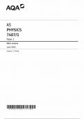 AQA AS PHYSICS PAPER 1 MARK SCHEME JUNE 2022 (7407/1)