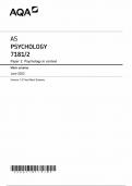 AQA AS PSYCHOLOGY PAPER 2 MARK SCHEME JUNE 2022 &lpar;7181&sol;2 Psychology in context&rpar;