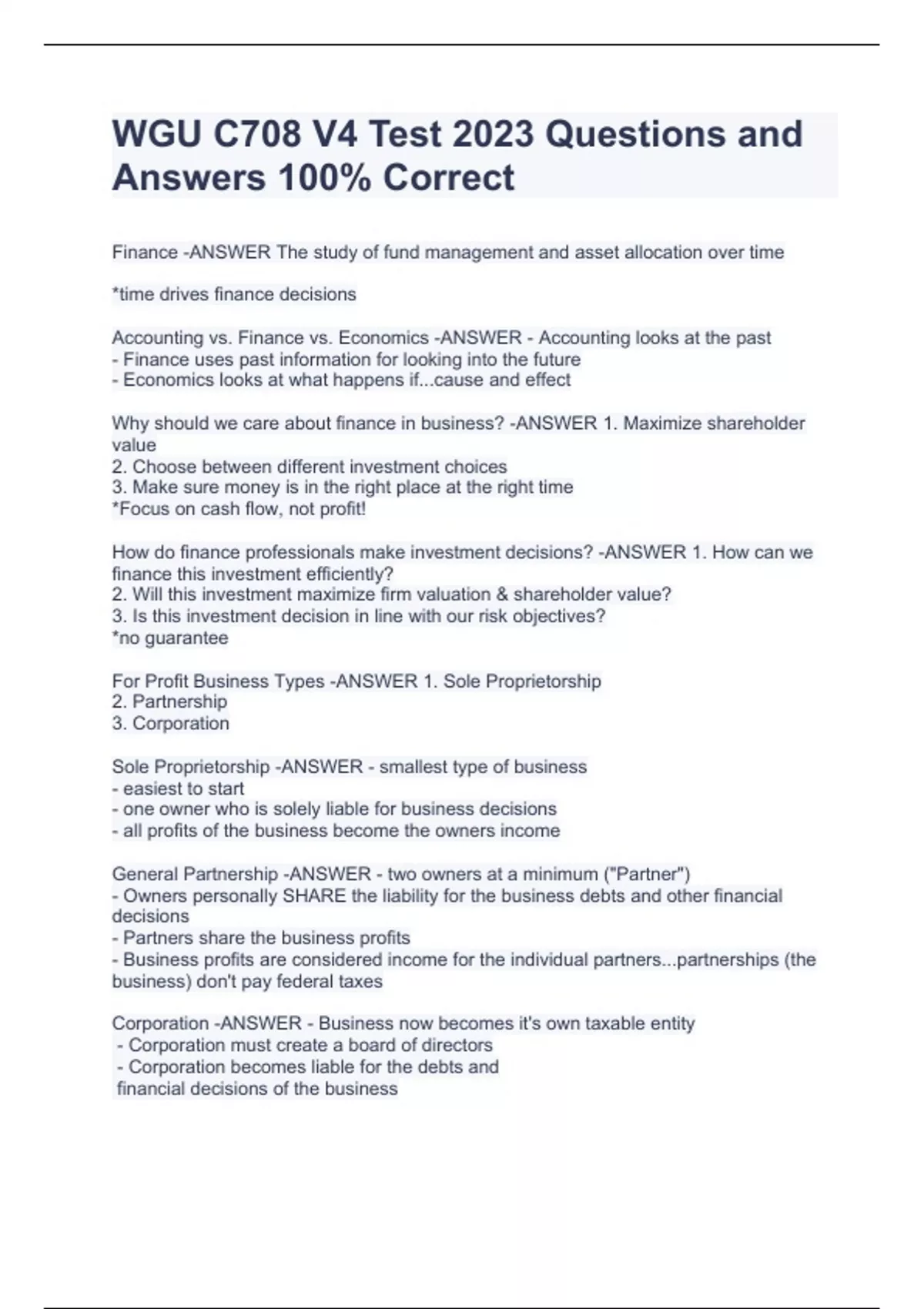 WGU C708 V4 Test 2023 Questions and Answers 100% Correct - WGU C708 ...