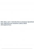 BIO 201L Lab 1 Introduction to Science Questions and 100%Correct Answers 2022/2023 - (Straighterline).
