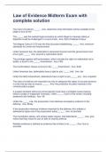Law of Evidence Midterm Exam with complete solution