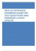 HESI A2 ENTRANCE  GRAMMAR EXAM FOR  2023 QUESTIONS AND  ANSWERS LATEST  UPDATE