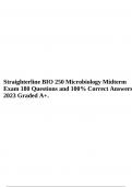 Straighterline BIO 250 Microbiology Midterm Exam 180 Questions and 100% Correct Answers 2023 Graded A+.
